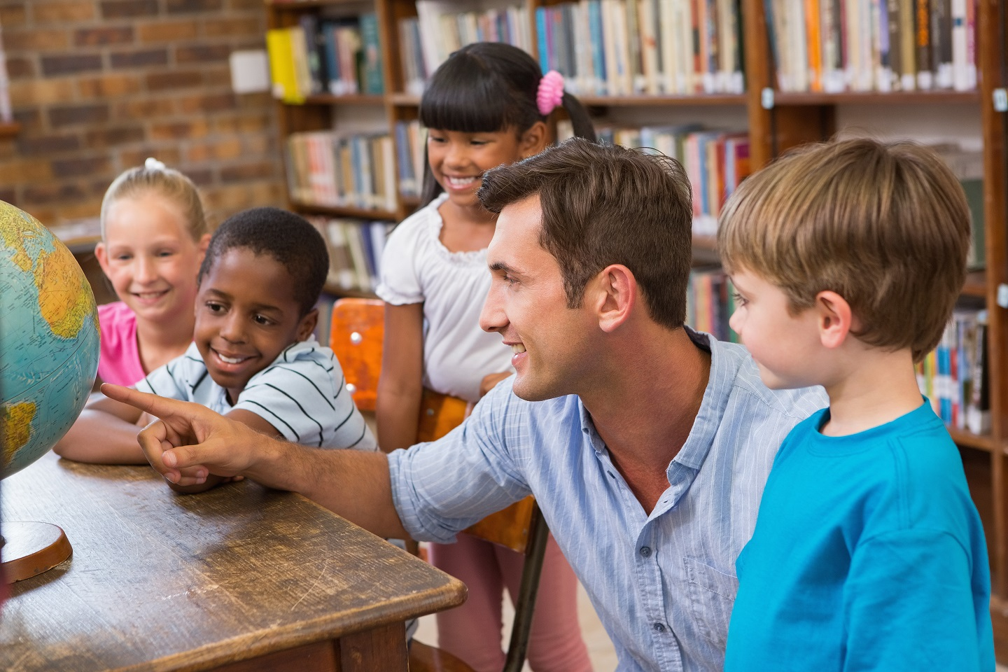 Teacher with students